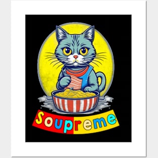 Soupreme American Cute Cat With United States FLag Posters and Art